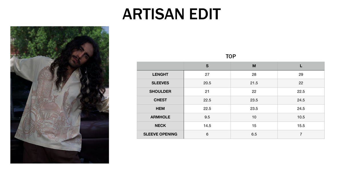 Artisan Edit size chart