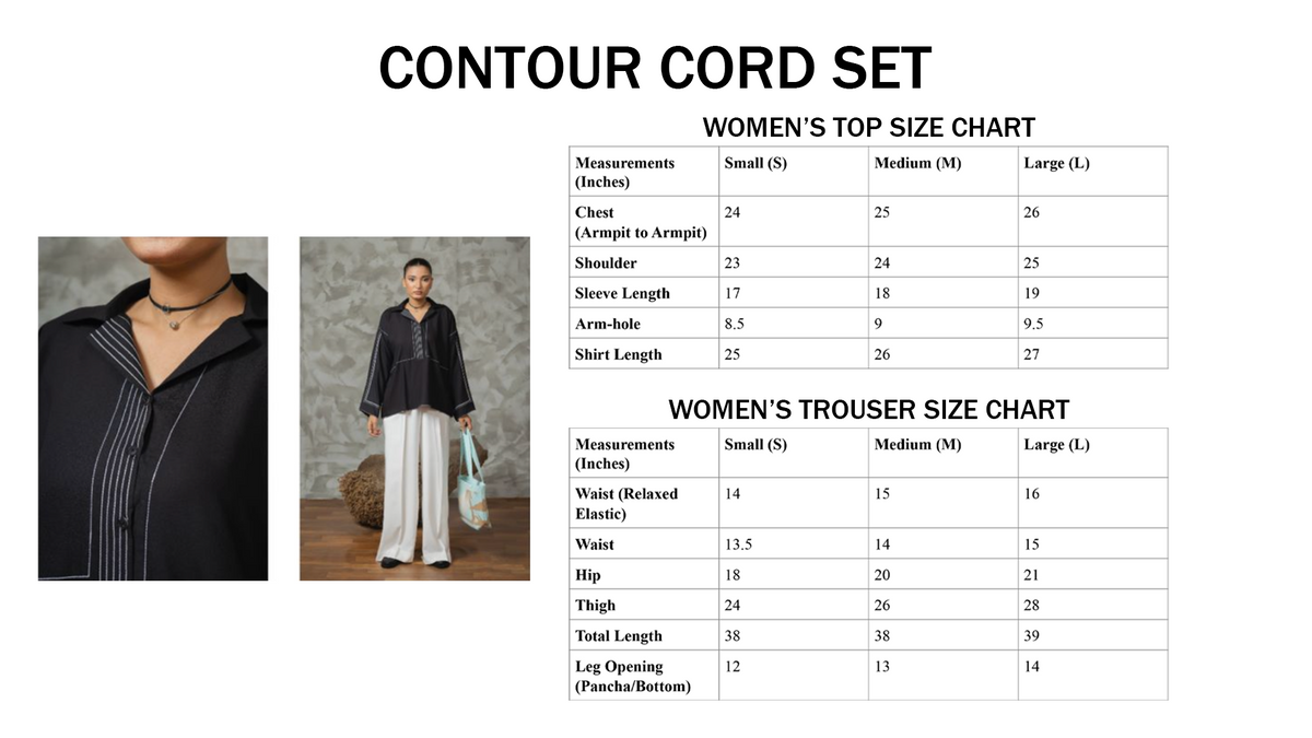 Contour Cord Set size chart