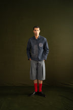 Pleated Denim Jorts. (Unisex)