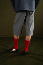 Pleated Denim Jorts. (Unisex)