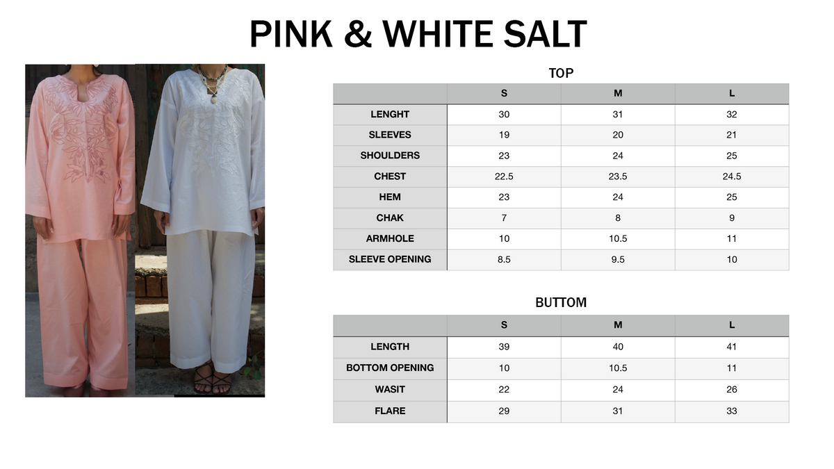 White Salt size chart