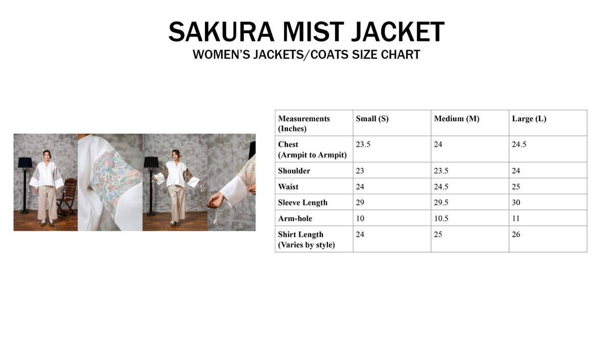 Sakura Mist Jacket size chart