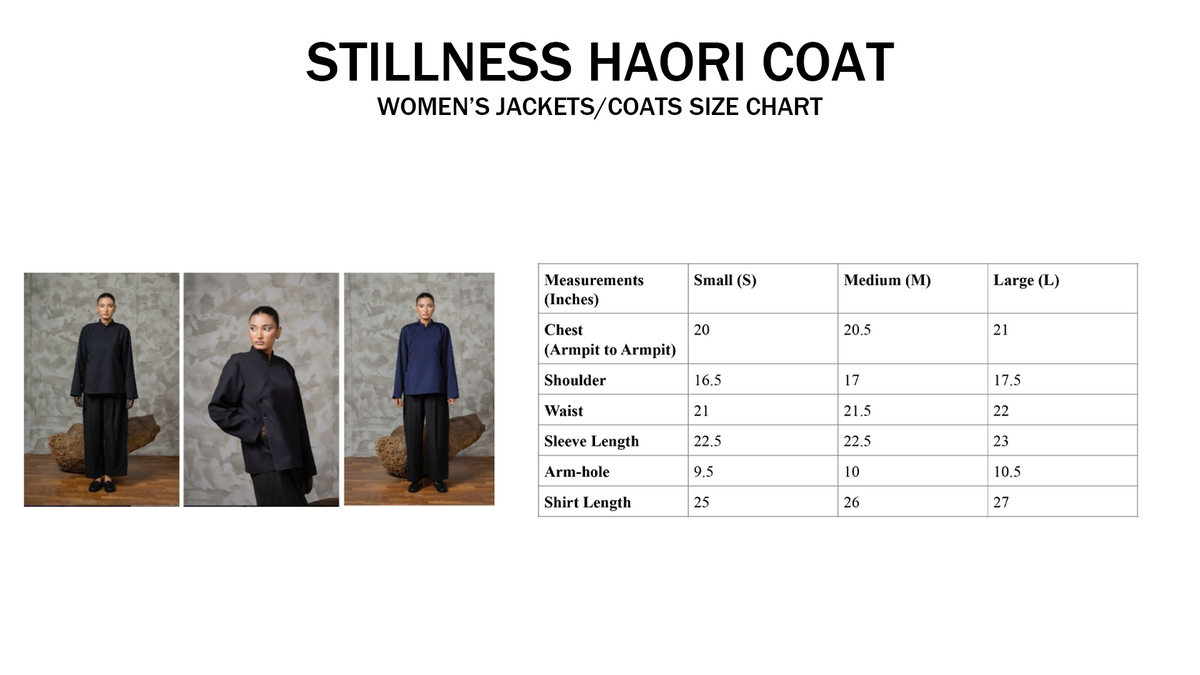 Stillness Haori Coat size chart