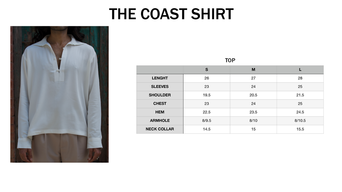 The Coast Shirt size chart
